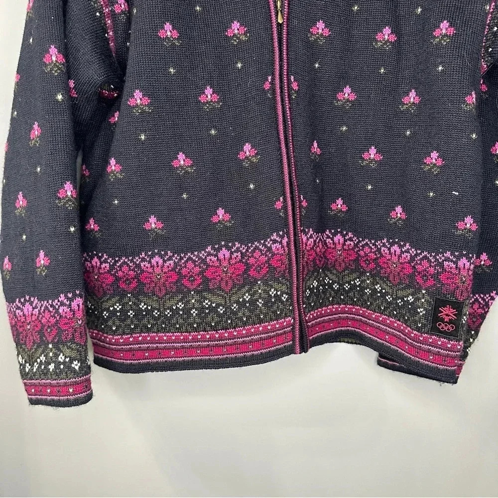 Vintage Dale of Norway Salt Lake City Olympics 2002 Full Zip Wool Sweater Medium - Picture 7 of 10